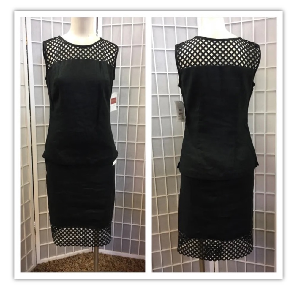 Salma, Womans, set, blouse/skirt, black, linen, formal, new with tags, size XS.: